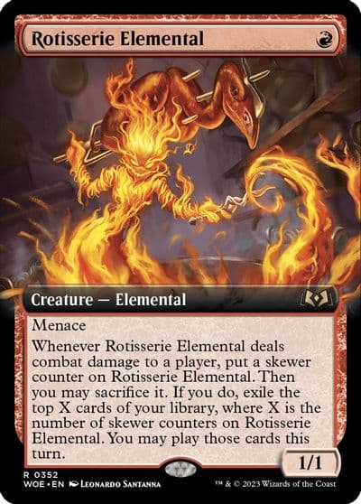 Rotisserie Elemental Extended Art Wilds of Eldraine Magic card