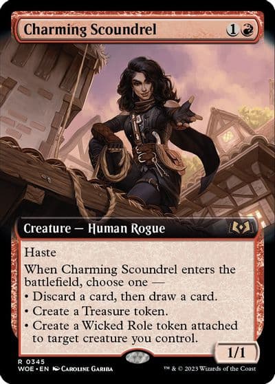 Charming Scoundrel Extended Art Wilds of Eldraine Magic card