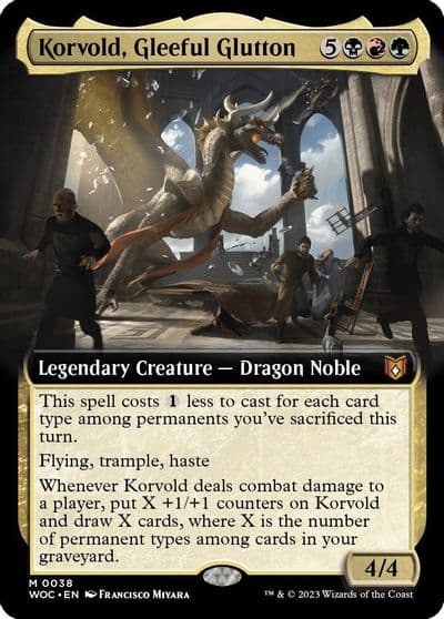 Korvold Gleeful Glutton Extended Art Commander: Wilds of Eldraine Magic card