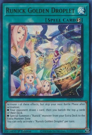Runick Golden Droplet 25th Anniversary Tin: Dueling Heroes Mega Pack Yu-Gi-Oh! card