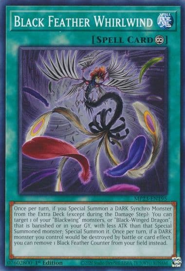 Black Feather Whirlwind 25th Anniversary Tin: Dueling Heroes Mega Pack Yu-Gi-Oh! card