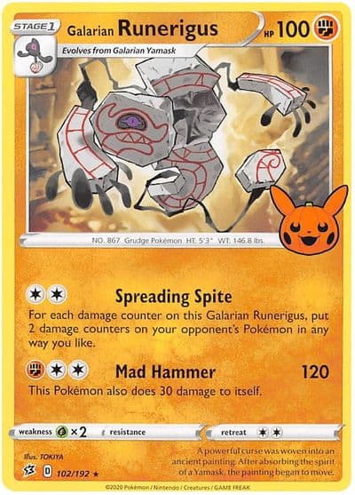 Galarian Runerigus Trick or Trade BOOster Bundle 2023 Pokemon card