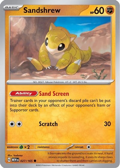 Sandshrew SV: Scarlet & Violet 151 Pokemon card