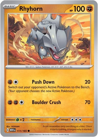 Rhyhorn SV: Scarlet & Violet 151 Pokemon card