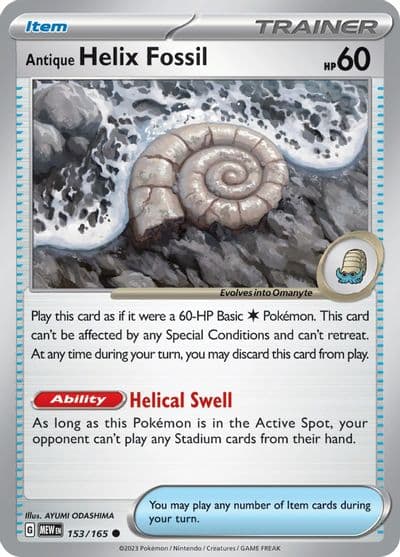 Antique Helix Fossil SV: Scarlet & Violet 151 Pokemon card
