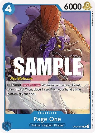 Page One Kingdoms of Intrigue Pre-Release Cards One Piece card