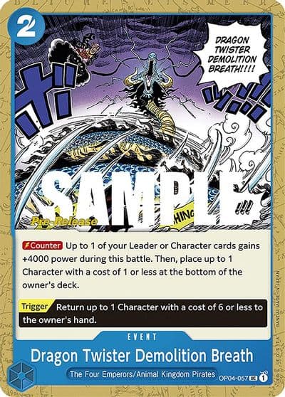 Dragon Twister Demolition Breath Kingdoms of Intrigue Pre-Release Cards One Piece card