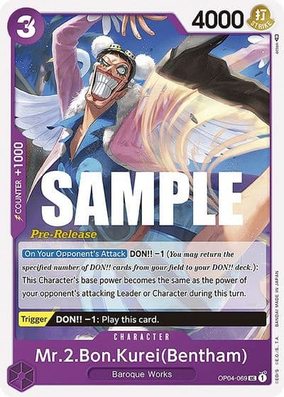 Mr2BonKurei Bentham Kingdoms of Intrigue Pre-Release Cards One Piece card
