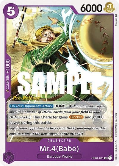 Mr4 Babe Kingdoms of Intrigue Pre-Release Cards One Piece card