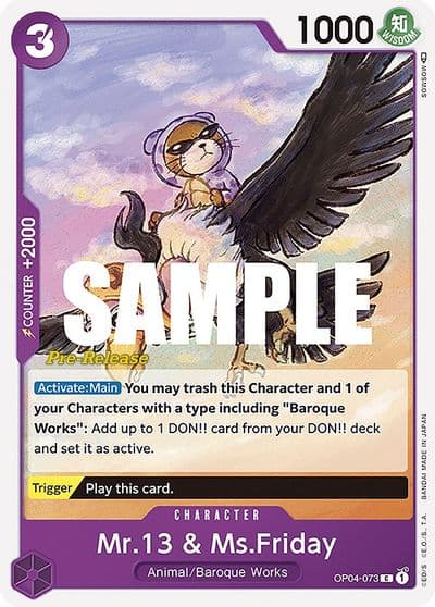 Mr13 and MsFriday Kingdoms of Intrigue Pre-Release Cards One Piece card