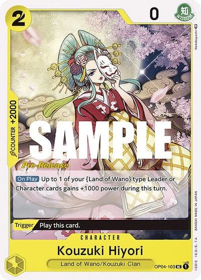Kouzuki Hiyori Kingdoms of Intrigue Pre-Release Cards One Piece card