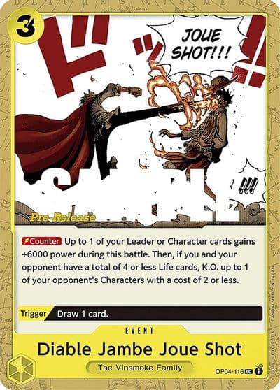 Diable Jambe Joue Shot Kingdoms of Intrigue Pre-Release Cards One Piece card