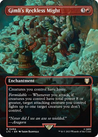 Gimlis Reckless Might Borderless Commander: The Lord of the Rings: Tales of Middle-earth Magic card