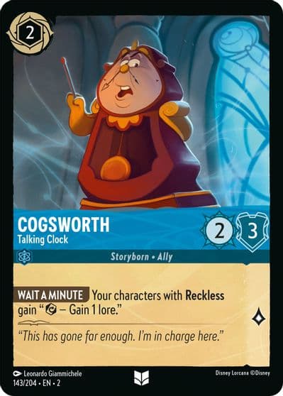 Cogsworth Talking Clock Rise of the Floodborn Lorcana card