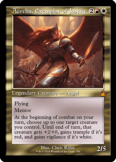 Aurelia Exemplar of Justice Retro Frame Ravnica Remastered Magic card
