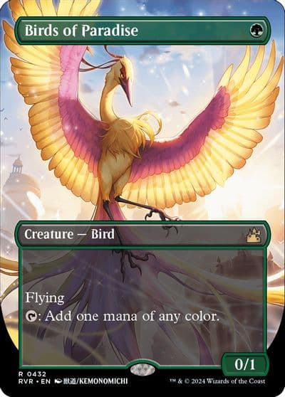 Birds of Paradise Anime Borderless Ravnica Remastered Magic card