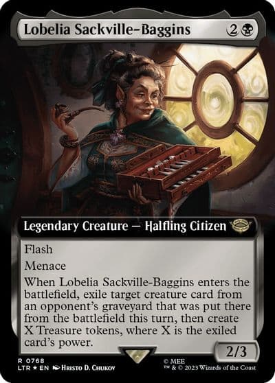 Lobelia Sackville Baggins Extended Art Surge Foil Universes Beyond: The Lord of the Rings: Tales of Middle-earth Magic card