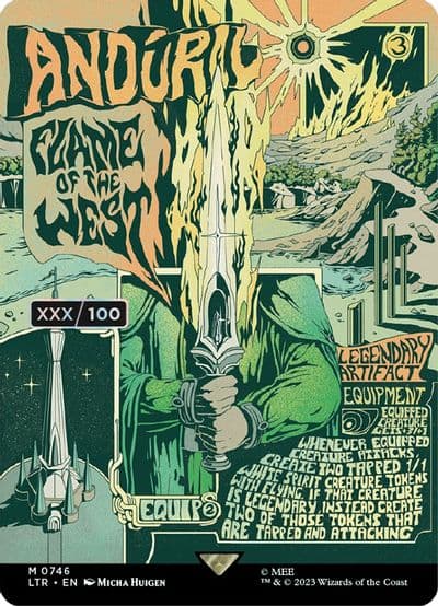 Anduril Flame of the West Borderless Poster Serial Numbered Universes Beyond: The Lord of the Rings: Tales of Middle-earth Magic card