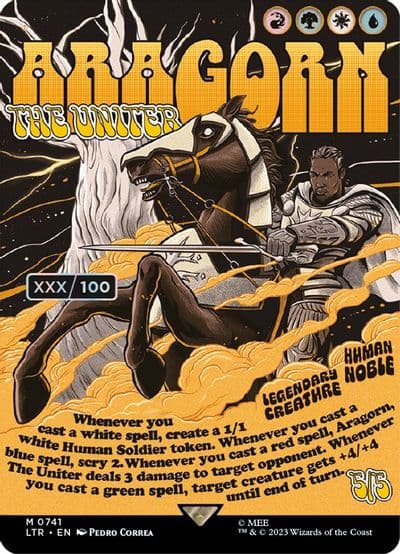 Aragorn the Uniter Borderless Poster Serial Numbered Universes Beyond: The Lord of the Rings: Tales of Middle-earth Magic card
