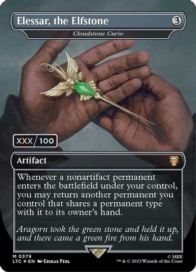 Elessar the Elfstone Cloudstone Curio Borderless Serial Numbered Commander: The Lord of the Rings: Tales of Middle-earth Magic card