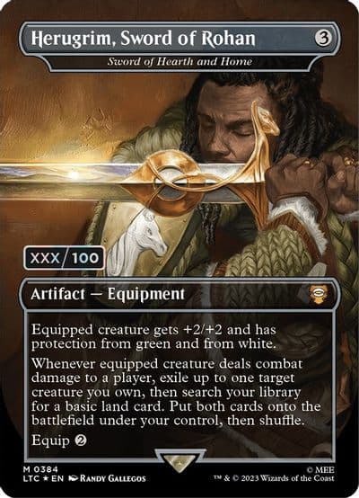 Herugrim Sword of Rohan Sword of Hearth and Home Borderless Serial Numbered Commander: The Lord of the Rings: Tales of Middle-earth Magic card