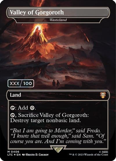 Valley of Gorgoroth Wasteland Borderless Serial Numbered Commander: The Lord of the Rings: Tales of Middle-earth Magic card