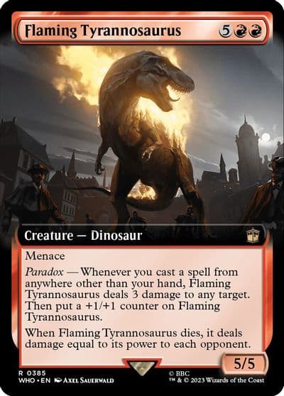 Flaming Tyrannosaurus Extended Art Universes Beyond: Doctor Who Magic card