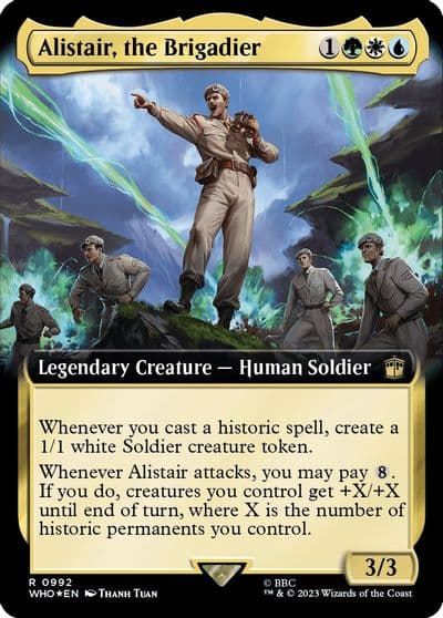 Alistair the Brigadier Extended Art Surge Foil Universes Beyond: Doctor Who Magic card