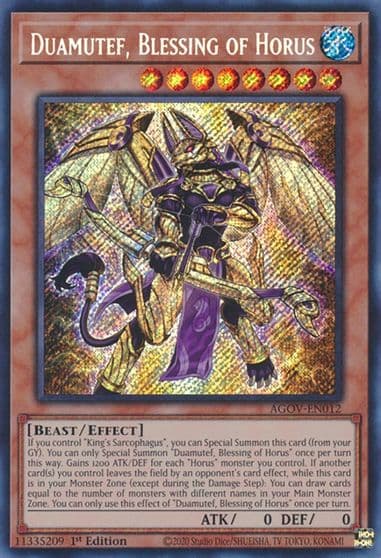 Duamutef Blessing of Horus Age of Overlord Yu-Gi-Oh! card