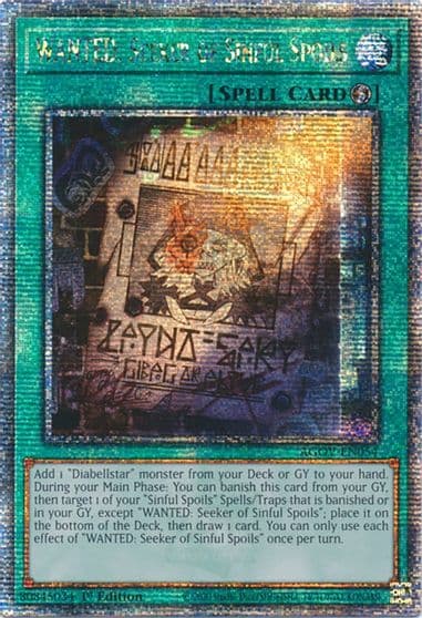 WANTED Seeker of Sinful Spoils Quarter Century Secret Rare Age of Overlord Yu-Gi-Oh! card