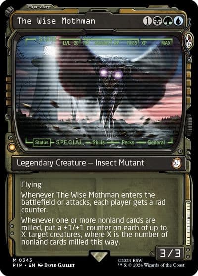 The Wise Mothman Showcase Universes Beyond: Fallout Magic card