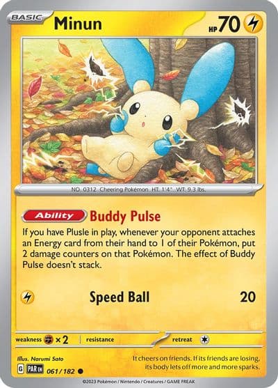 Minun SV04: Paradox Rift Pokemon card