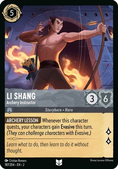 Li Shang Archery Instructor Rise of the Floodborn Lorcana card