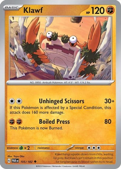 Klawf SV04: Paradox Rift Pokemon card