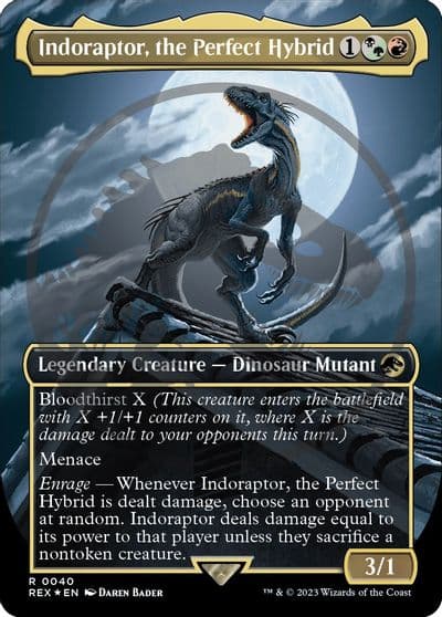 Indoraptor the Perfect Hybrid Borderless Emblem Universes Beyond: Jurassic World Collection Magic card