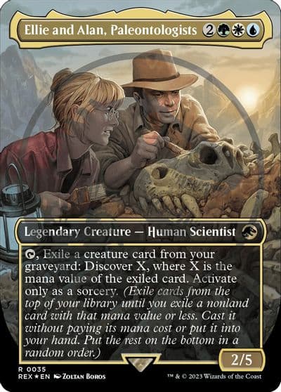 Ellie and Alan Paleontologists Borderless Emblem Universes Beyond: Jurassic World Collection Magic card