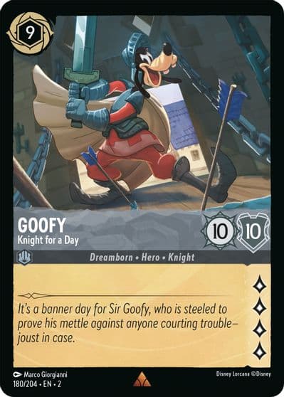 Goofy Knight for a Day Rise of the Floodborn Lorcana card