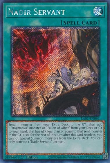 Nadir Servant Platinum Secret Rare 25th Anniversary Rarity Collection Yu-Gi-Oh! card