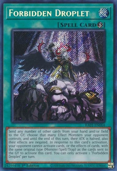 Forbidden Droplet Secret Rare 25th Anniversary Rarity Collection Yu-Gi-Oh! card
