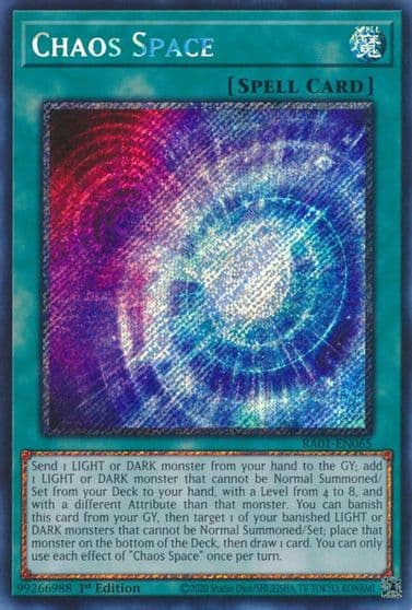 Chaos Space Platinum Secret Rare 25th Anniversary Rarity Collection Yu-Gi-Oh! card