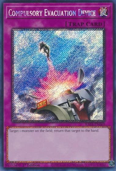 Compulsory Evacuation Device Platinum Secret Rare 25th Anniversary Rarity Collection Yu-Gi-Oh! card