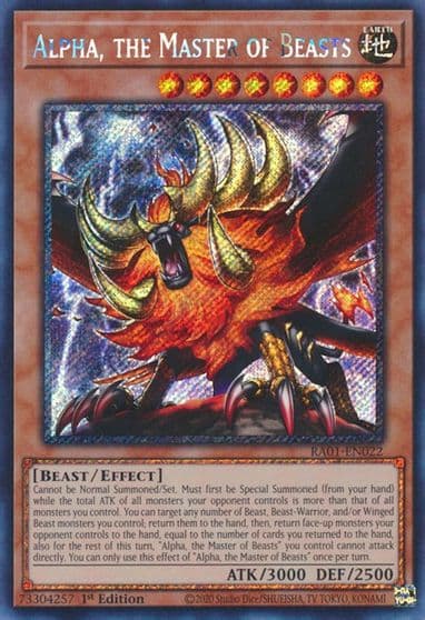 Alpha the Master of Beasts Platinum Secret Rare 25th Anniversary Rarity Collection Yu-Gi-Oh! card