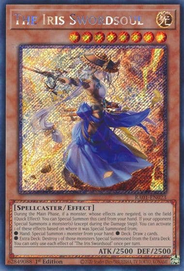 The Iris Swordsoul Platinum Secret Rare 25th Anniversary Rarity Collection Yu-Gi-Oh! card