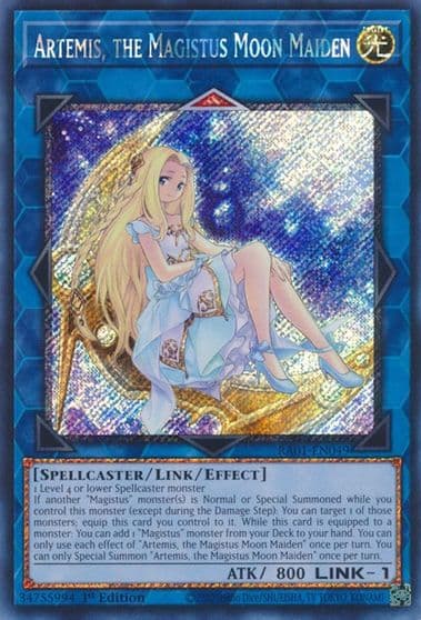 Artemis the Magistus Moon Maiden Platinum Secret Rare 25th Anniversary Rarity Collection Yu-Gi-Oh! card