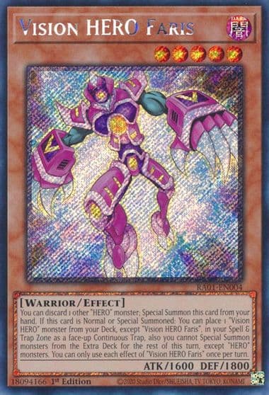 Vision HERO Faris Platinum Secret Rare 25th Anniversary Rarity Collection Yu-Gi-Oh! card