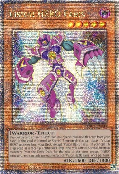 Vision HERO Faris Quarter Century Secret Rare 25th Anniversary Rarity Collection Yu-Gi-Oh! card
