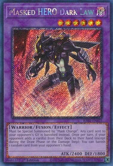 Masked HERO Dark Law Platinum Secret Rare 25th Anniversary Rarity Collection Yu-Gi-Oh! card
