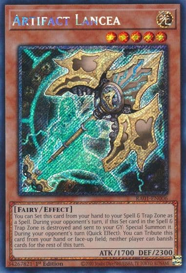 Artifact Lancea Platinum Secret Rare 25th Anniversary Rarity Collection Yu-Gi-Oh! card