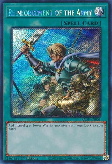 Reinforcement of the Army Platinum Secret Rare 25th Anniversary Rarity Collection Yu-Gi-Oh! card