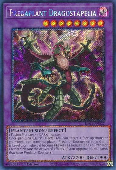 Predaplant Dragostapelia Platinum Secret Rare 25th Anniversary Rarity Collection Yu-Gi-Oh! card